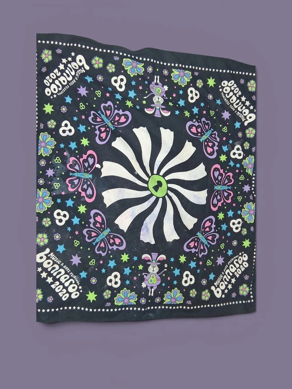 Bonaroo 2020 Black Butterfly Bandana Scarf